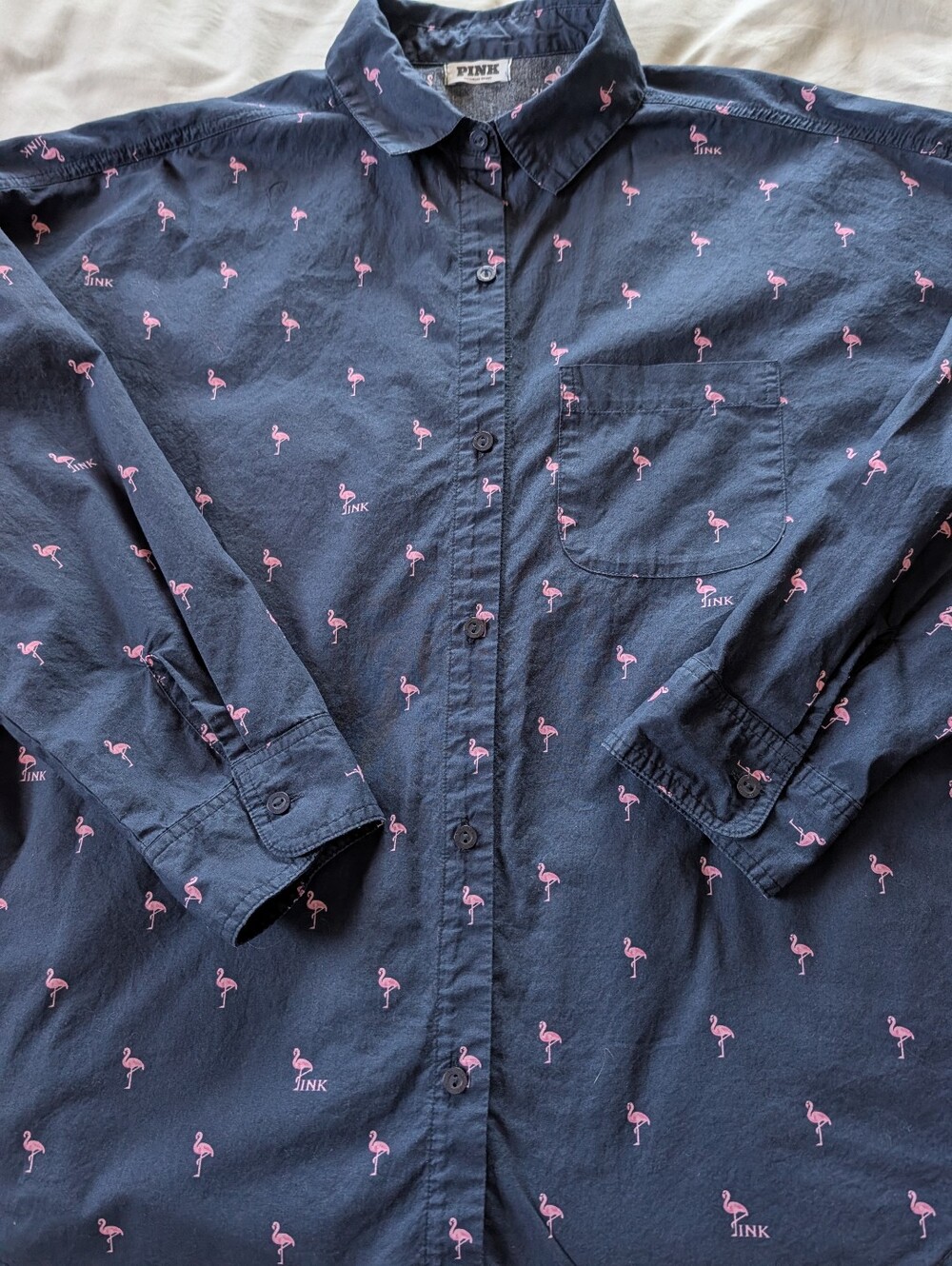Pink Victoria Secret Ladies Oversized Button Up Shirt. Size Small. Long Sleeves.